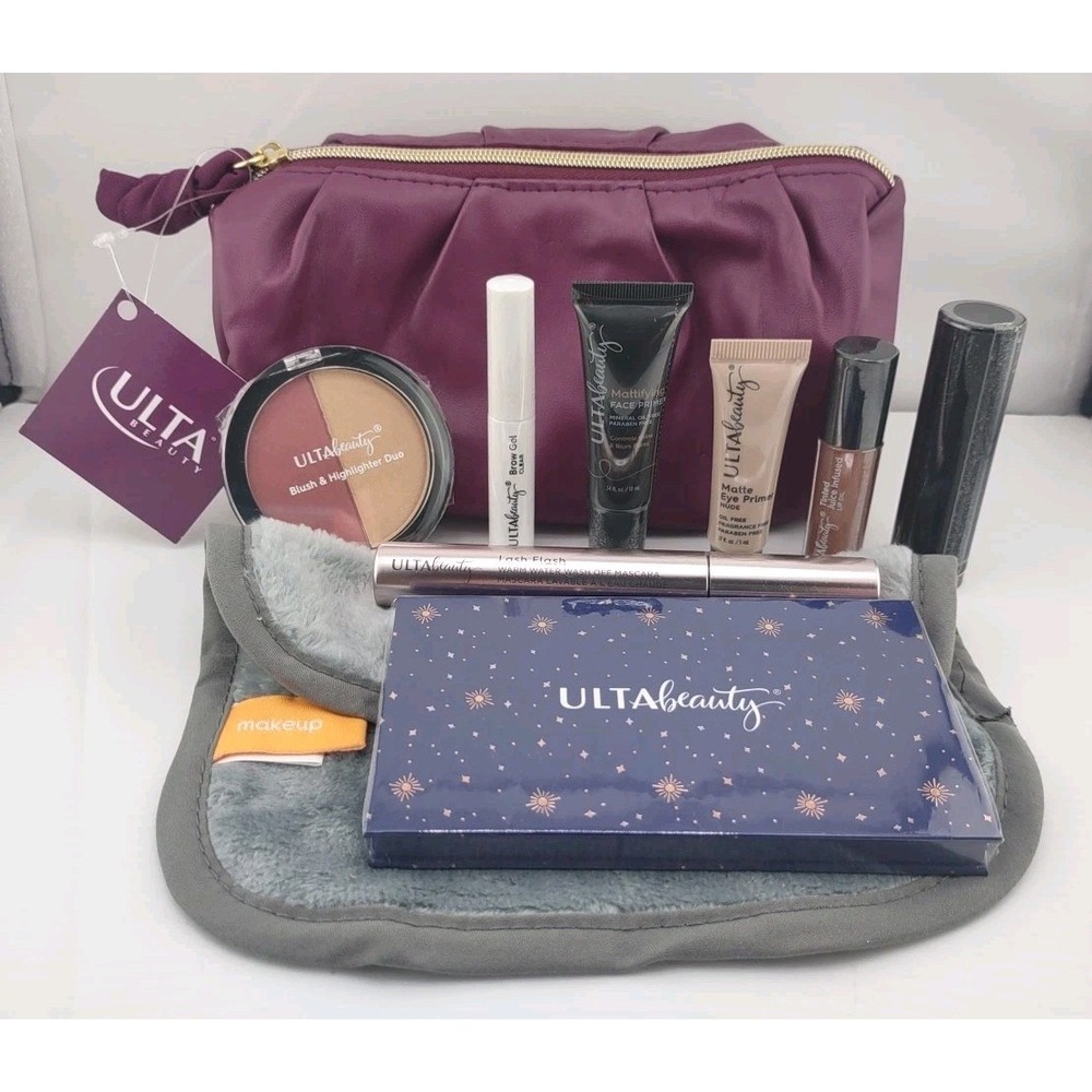 Ulta 10 PC Trvl Set‎ Eyeshadow, Blush, Highlight,Mascara, Lipstick,  Cloth, Bag